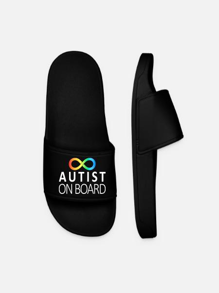 Autist on Board: Neurodiversity Stickers - Men’s Pool Sliders - black