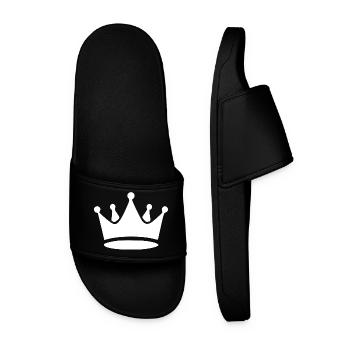 Crown White Birthday Gift Birthday - Men’s Pool Sliders - black - Front