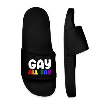 Gay All Day - Männer Badelatschen - Schwarz - Vorne