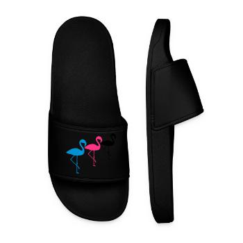 crew team 3 friends silhouette outline flamingo cli - Men’s Pool Sliders - black - Front