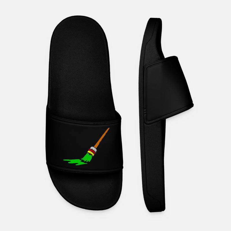 Urban Graffiti Brush Design - Men’s Pool Sliders - black