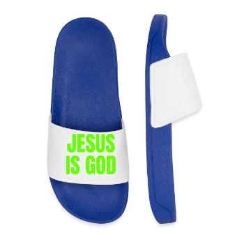 Jésus est Dieu - Citations de motivation chrétienne - Claquettes Homme - bleu roi - Devant