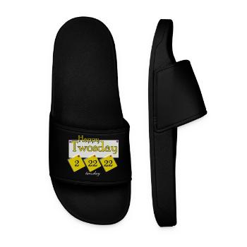 happy twosday 2.22.22 - Men’s Pool Sliders - black - Front
