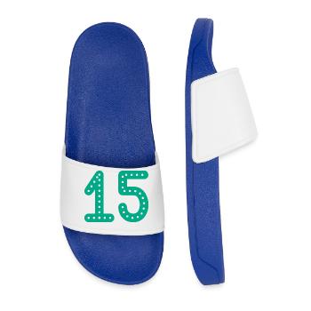 15 ANS. 15e ANNIVERSAIRE. ANNIVERSAIRE 15 ANS. 15 - Claquettes Homme - bleu roi - Devant