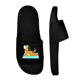 Dog Yoga Fitness Gymnastics - Men’s Pool Sliders - black - Front