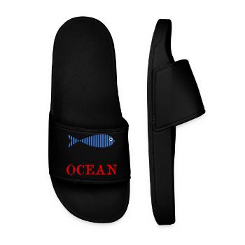 FISH. APRIL FOOL. HOLIDAY. SUMMER. HUMOR - Men’s Pool Sliders - black - Front