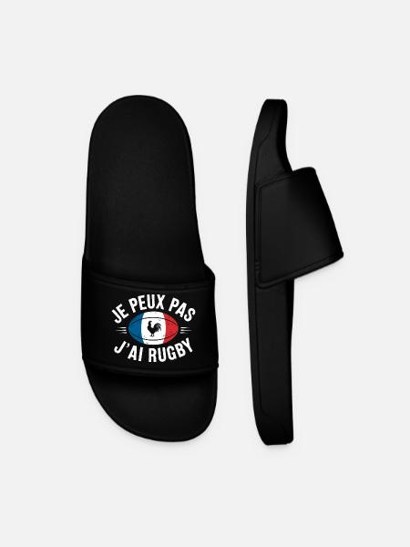 je peux pas j ai rugby - Claquettes Homme - noir