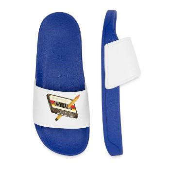 Cassette Costume Party Retro Party 80s - Men’s Pool Sliders - royal blue - Front
