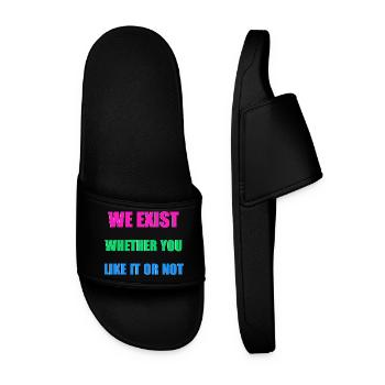 We Exist - Polysexual Flag - Men’s Pool Sliders - black - Front