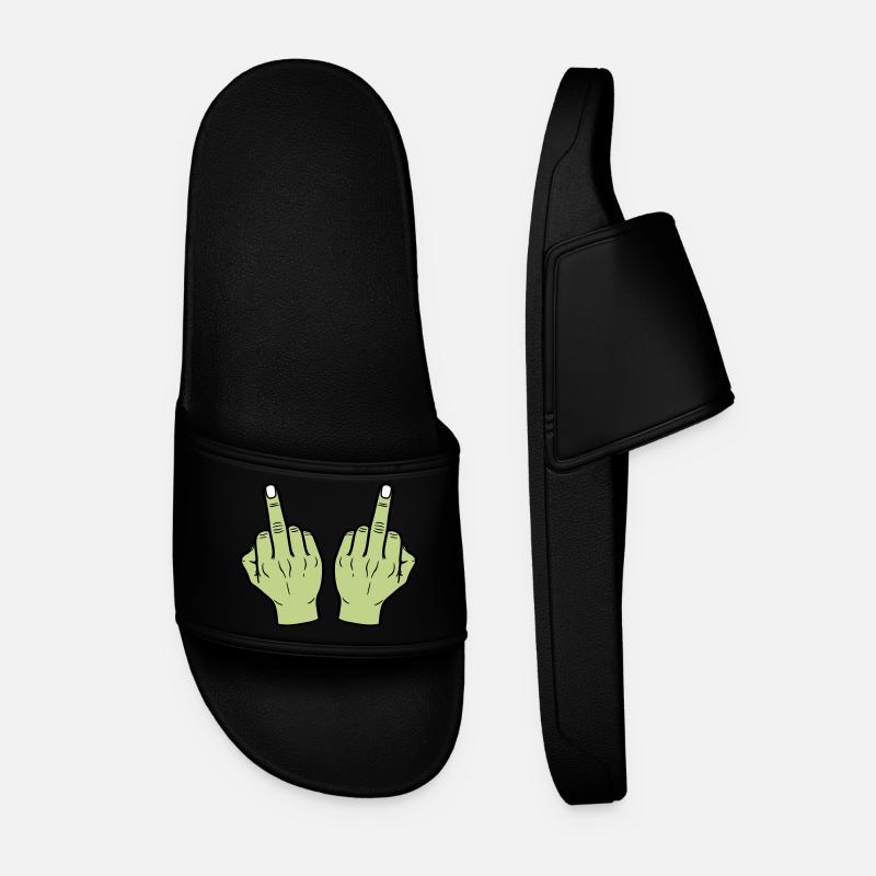 Middle Finger Hand - Men’s Pool Sliders - black
