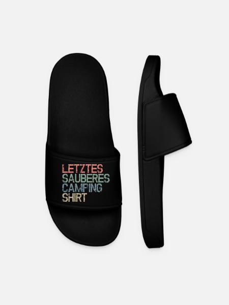 Letztes sauberes Camping - Shirt - Lustige Sprüche - Männer Badelatschen - Schwarz