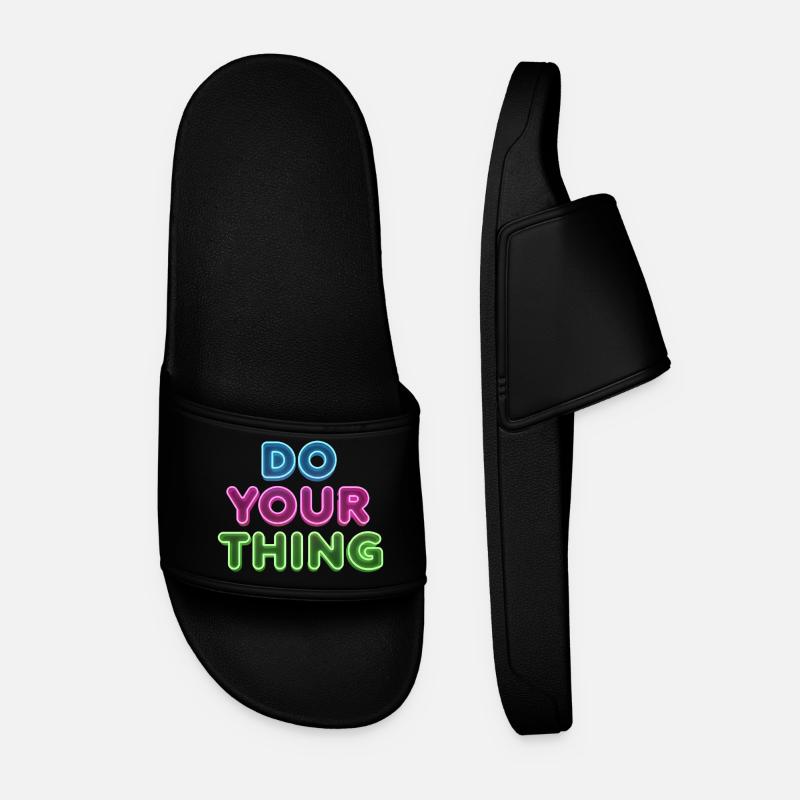 Do Your Thing Neon Schriftzug - Männer Badelatschen - Schwarz