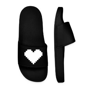 Pixel Heart 8-Bit Life - Men’s Pool Sliders - black - Front