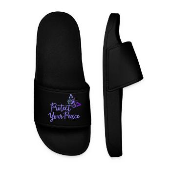 Protégez votre paix papillon paix intérieure - Claquettes Homme - noir - Devant