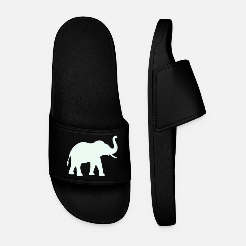 Elephant Silhouette Mint Pastel - Men’s Pool Sliders - black