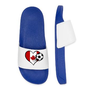 Canada Flag Soccer with Heart - Men’s Pool Sliders - royal blue - Front