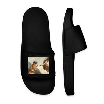 Chat gifle la main de Dieu Mème des chats drôles - Claquettes Homme - noir - Devant