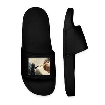 Chat gifle la main de Dieu Mème des chats drôles - Claquettes Homme - noir - Devant