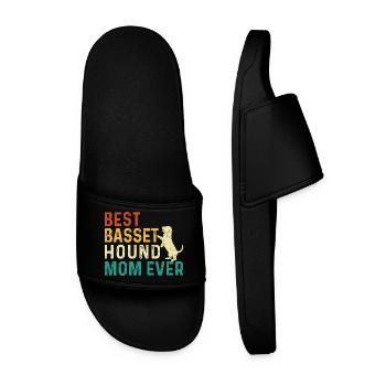 Best Basset Hound Mom Ever - Dog Mom Lover - Men’s Pool Sliders - black - Front