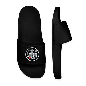 I Love Aliens Extraterrestrial UFO Fan - Men’s Pool Sliders - black - Front