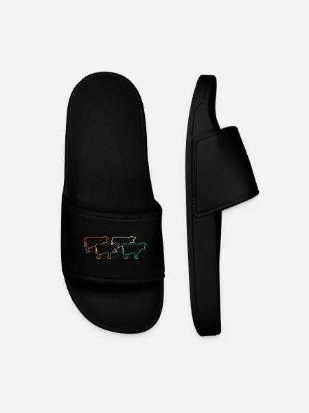 Cow Highland Cattle Cows - Men’s Pool Sliders - black