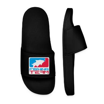 équipe de pêche sport logo poisson rouge bleu - Claquettes Homme - noir - Devant