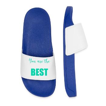 YOU ARE THE BEST. Best. Humor. Message - Men’s Pool Sliders - royal blue - Front