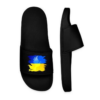 Ukraine flag with dove of peace - Men’s Pool Sliders - black - Front