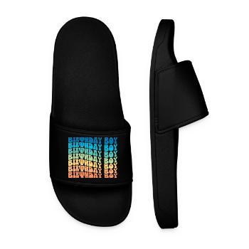 Birthday Boy - Groovy Retro Vintage Birthday - Men’s Pool Sliders - black - Front