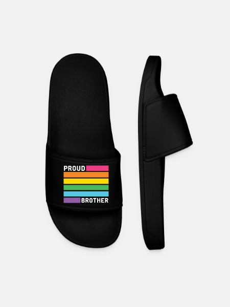 Pride Month LGBT - Proud Brother - Men’s Pool Sliders - black