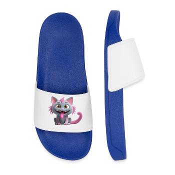 Cat monster creepy and cute - Men’s Pool Sliders - royal blue - Front