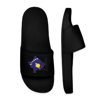Kosovo Flag in Kosovo Map XK - Men’s Pool Sliders - black - Front