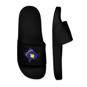 Kosovo Flag in Kosovo Map EN - Men’s Pool Sliders - black - Front