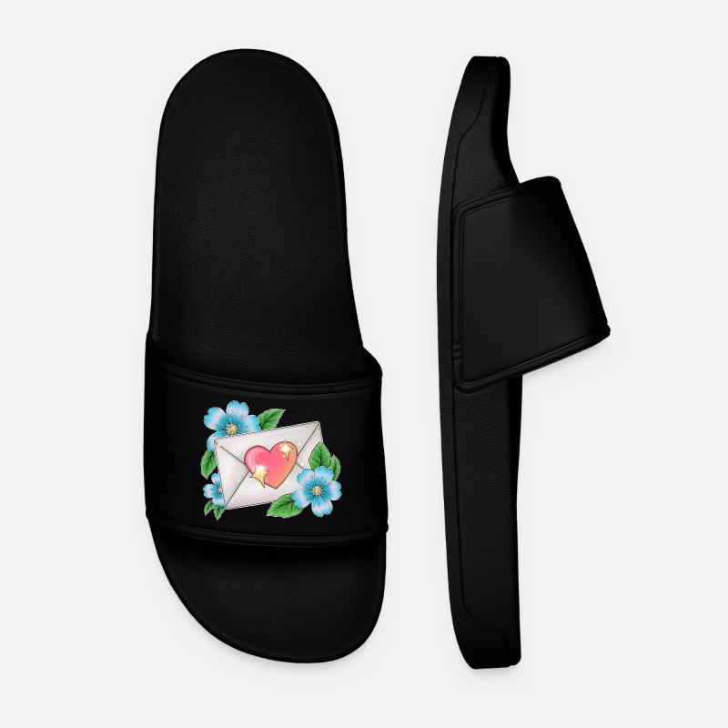 Enveloppe avec des fleurs - Claquettes Homme - noir