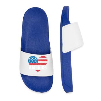 Amerika Flagge Herz - Männer Badelatschen - Königsblau - Vorne