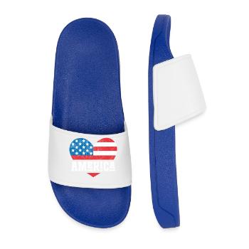 America Flag Heart - Men’s Pool Sliders - royal blue - Front
