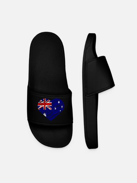 Australian Flag Heart Design - Men’s Pool Sliders - black