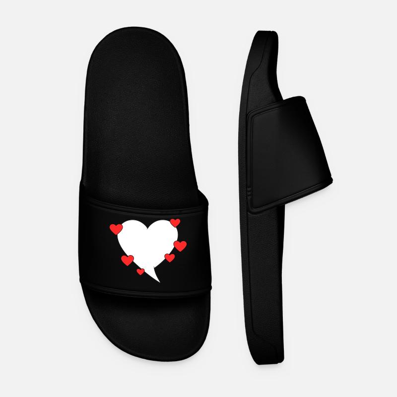 Speech bubble with hearts - Men’s Pool Sliders - black