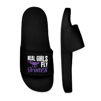 Real Girls fly Drones - Men’s Pool Sliders - black - Front