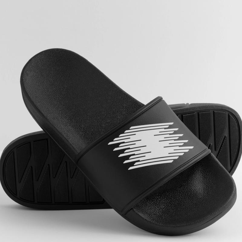 Abstract Dynamic Line Pattern Men’s Pool Sliders