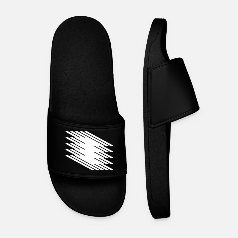 Abstract Dynamic Line Pattern - Men’s Pool Sliders - black