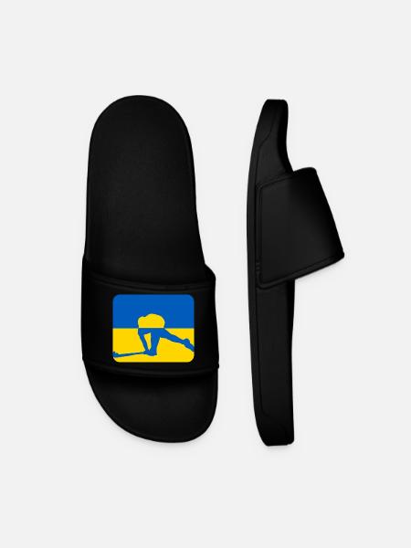 Ukraine Peace Hockey Design - Men’s Pool Sliders - black