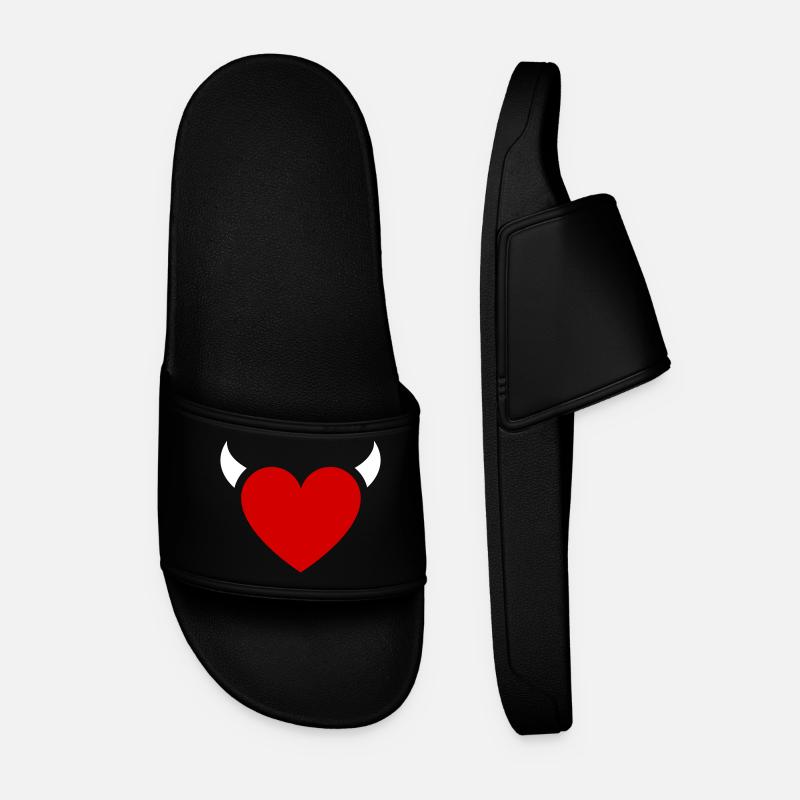 Little Devil Heart Horns - Men’s Pool Sliders - black
