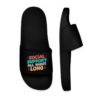 Social Worker Quote Support All Night Long Social - Men’s Pool Sliders - black - Front
