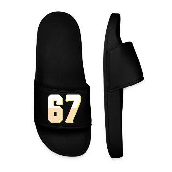 6 7 – Trendy minimalist text design, - Men’s Pool Sliders - black - Front