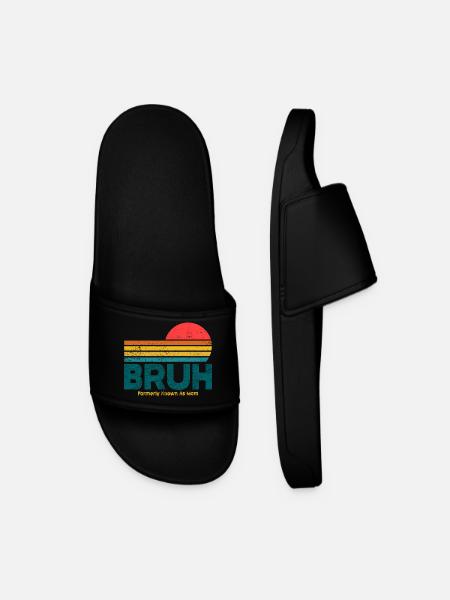Retro Sunset Bruh Mama - Men’s Pool Sliders - black