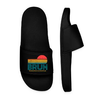 Bruh Sunset Retro Meme Design - Men’s Pool Sliders - black - Front