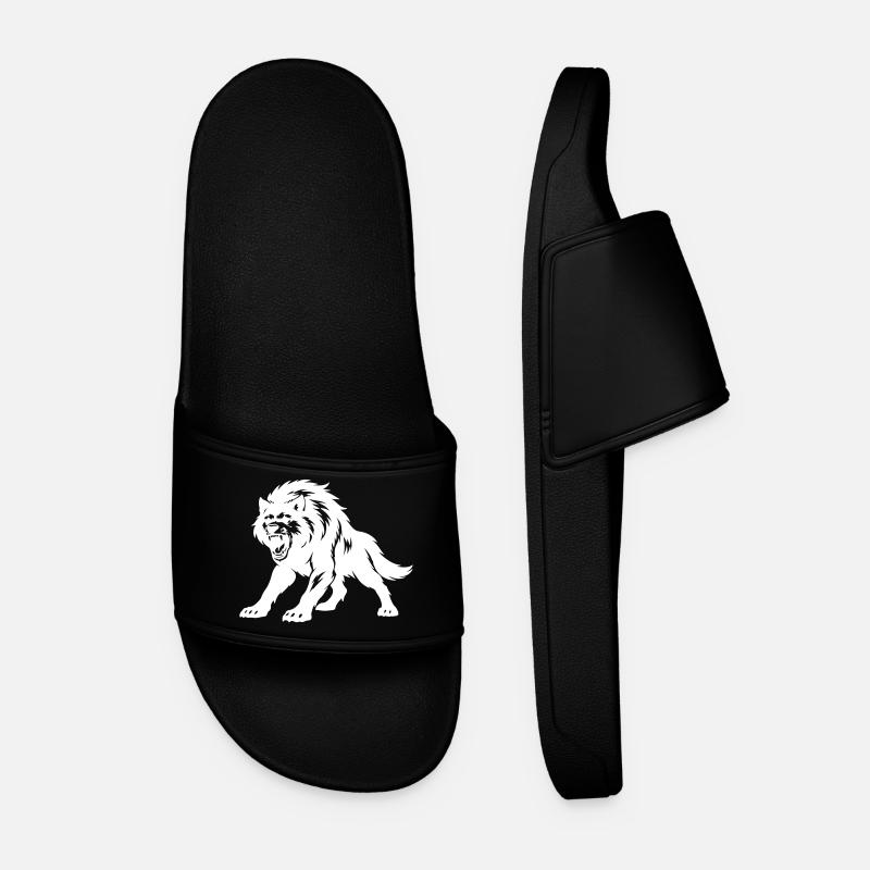 Wolf Silhouette - Men’s Pool Sliders - black