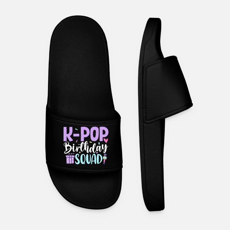 K Pop Birthday Squad - Men’s Pool Sliders - black