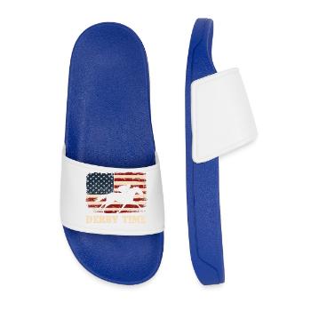 Thoroughbred Horse Racing Derby Racetrack Fan - Men’s Pool Sliders - royal blue - Front